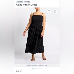 Market & Spruce Black Poplin Maxi Dress